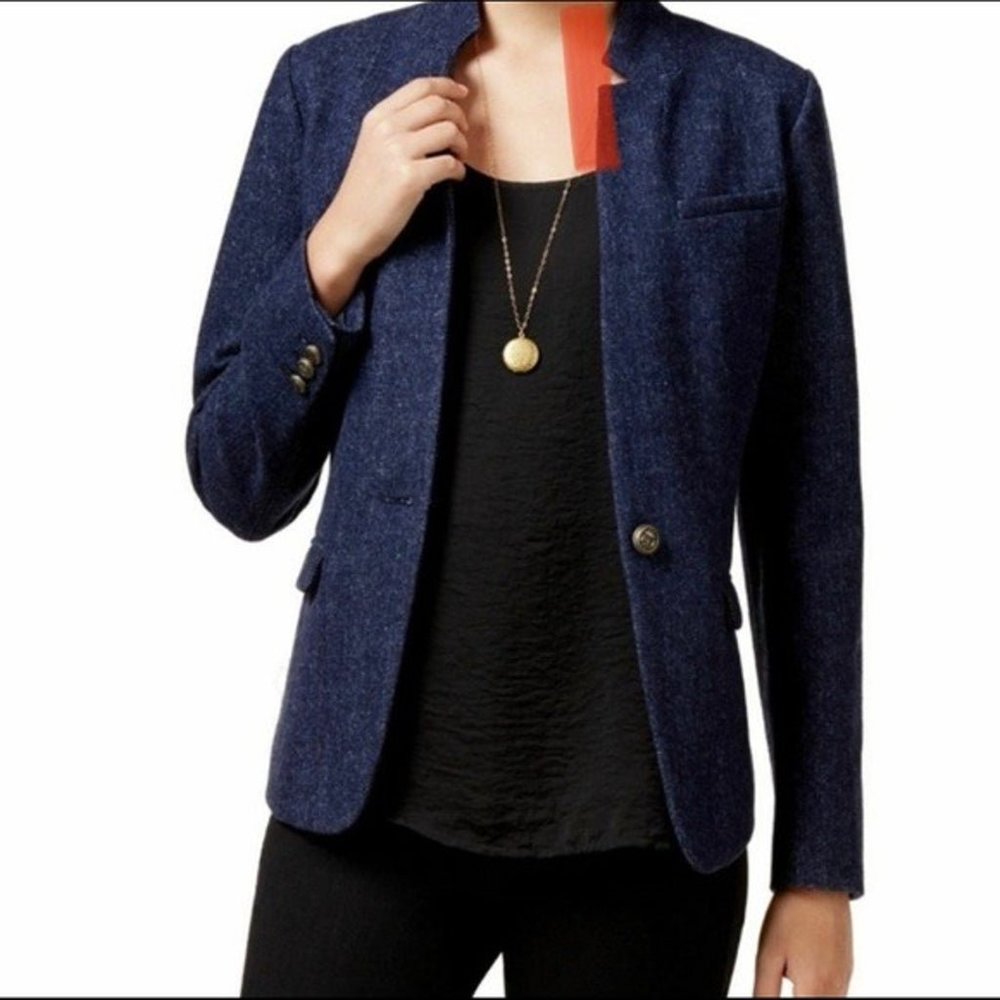 Maison Jules wool blend navy tweed blazer